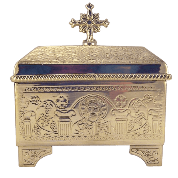 Sacred Vessel Container 4 3-4 Inch High Polished Brass Holy Communion Bread Box